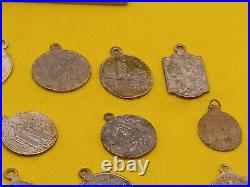 Antique aluminum amulets badges, icons