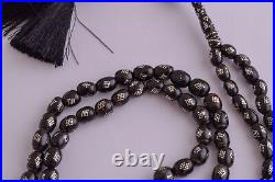 Antique black coral Makawy -worry beads-komboloi strand-96 beads strand