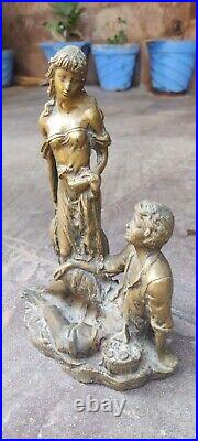 Antique bronze statue human couple English statue collectable brass decorative