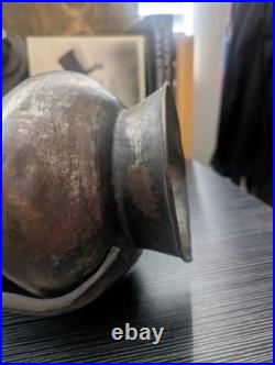 Antique c. 1900 Lidded Brass Pitcher Hand-Finished Copper Alloy Vessel