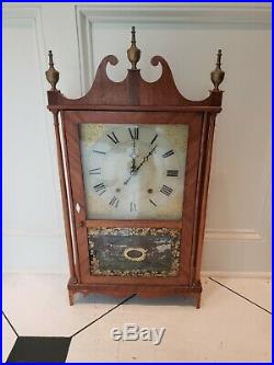 Antique c1825 Chauncy Ives Pillar & Scroll Shelf Clock RARE All Original