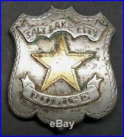 Antique c1885 Salt Lake City Utah Police Shield Badge Obsolete