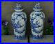 Antique-delft-blue-white-pottery-ceramic-dutch-mill-scene-foo-dog-lid-vases-mark-01-li