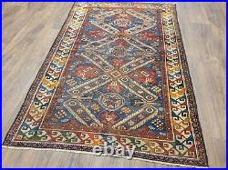Antique hand knotted circa 1880s Caucasian 100% wool rug size 3'5'5 collectable
