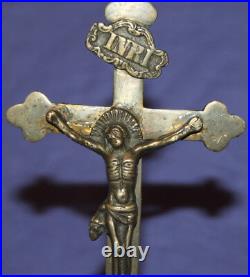 Antique hand made brass desk cross crucifix