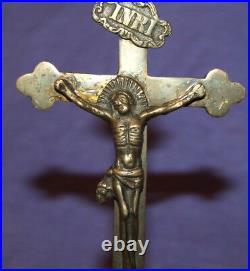 Antique hand made brass desk cross crucifix