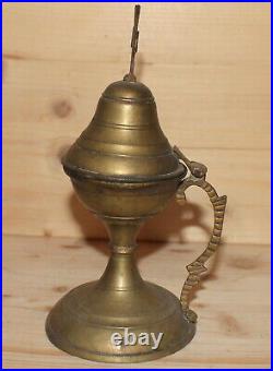 Antique hand made brass religious incense burner with cross