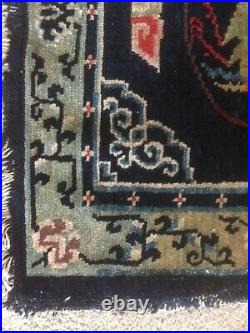 Antique handloomed rug by Nomadic Tibetan Herders using vegetable dyes