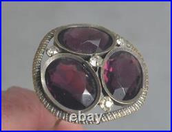 Antique hat pin amethyst stones large top 1.75 Victorian Edwardia 19th
