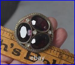 Antique hat pin amethyst stones large top 1.75 Victorian Edwardia 19th