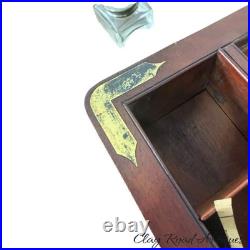Antique mahogany brass Champaign desk box documents secret drawers 19th