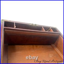 Antique mahogany brass Champaign desk box documents secret drawers 19th