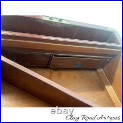 Antique mahogany brass Champaign desk box documents secret drawers 19th