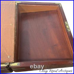 Antique mahogany brass Champaign desk box documents secret drawers 19th