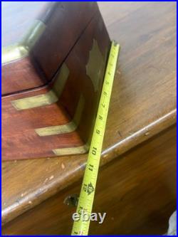 Antique mahogany brass Champaign desk box documents secret drawers 19th