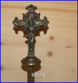 Antique ornate brass/metal cross desk crucifix