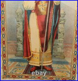 Antique religious print / poster Saint Boris I of Bulgaria signed