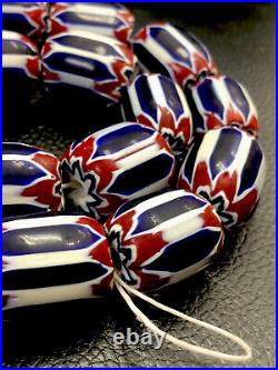 Antique style Venetian African Chevron Glass Beads Strand trade beads 24.4mm