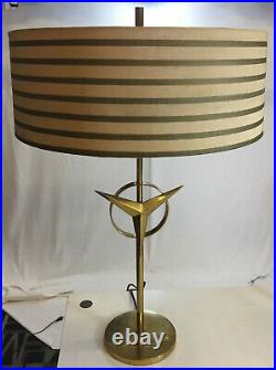 Art Deco Gold Chrome Antique Table Lamp Pair