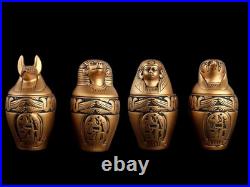 Authentic Ancient Egyptian Antique 4 Canopic Jars sons of Horus Rare Egyptian BC