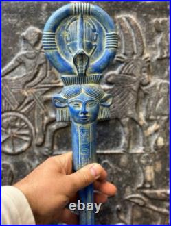 Authentic Ancient Egyptian Antiques Stick Hathor Figurine BC