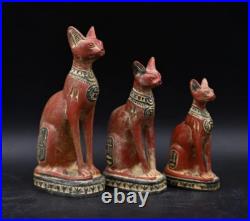 Authentic Ancient Egyptian Antiquities 3Rare statues Goddess Bastet Cat Egypt BC