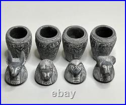 Authentic Ancient Egyptian Antiquities 4 Canopic Jars with With Hieroglyphics BC