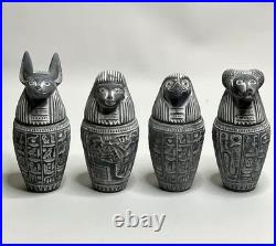 Authentic Ancient Egyptian Antiquities 4 Canopic Jars with With Hieroglyphics BC