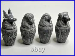 Authentic Ancient Egyptian Antiquities 4 Canopic Jars with With Hieroglyphics BC