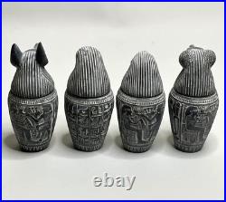Authentic Ancient Egyptian Antiquities 4 Canopic Jars with With Hieroglyphics BC