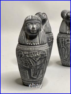 Authentic Ancient Egyptian Antiquities 4 Canopic Jars with With Hieroglyphics BC
