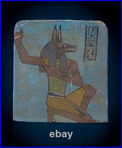 Authentic Ancient Egyptian Antiquities Painting God Anubis Relief Figurine BC