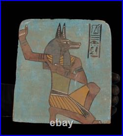 Authentic Ancient Egyptian Antiquities Painting God Anubis Relief Figurine BC