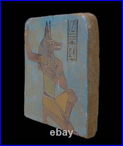 Authentic Ancient Egyptian Antiquities Painting God Anubis Relief Figurine BC