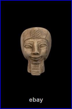Authentic Ancient Egyptian Antiquities Rare Pharaonic funerary Head Egypt 130 BC