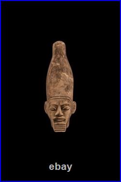 Authentic Ancient Egyptian Antiquities Rare Pharaonic funerary Head Egypt 130 BC