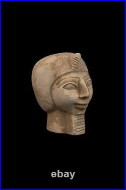 Authentic Ancient Egyptian Antiquities Rare Pharaonic funerary Head Egypt 130 BC