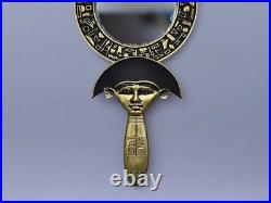 Authentic Ancient Egyptian Artifact Rare Hathor Mirror covered By gold leaf BC