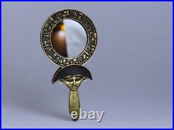 Authentic Ancient Egyptian Artifact Rare Hathor Mirror covered By gold leaf BC