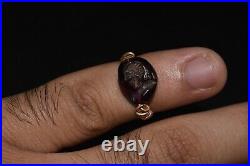 Authentic Ancient Roman Gold Ring with Garnet Intaglio C. 1st 2nd century AD