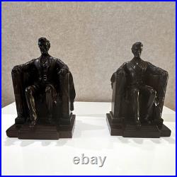 Authentic Antique Jennings Bros. Abraham Lincoln Seated Bookends (Matched Pair)