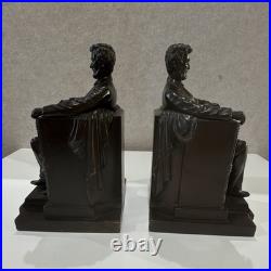Authentic Antique Jennings Bros. Abraham Lincoln Seated Bookends (Matched Pair)