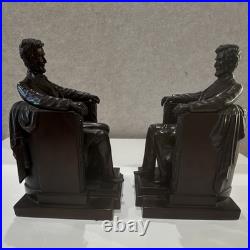 Authentic Antique Jennings Bros. Abraham Lincoln Seated Bookends (Matched Pair)