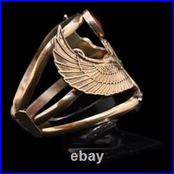 Authentic Rare Ancient Egyptian Winged Isis Ring Red Stone Amulet 1200 BC