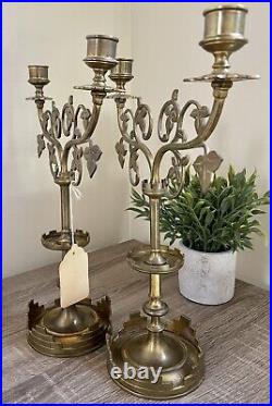 Beautiful Antique Circa 1870 Victorian French Candle Holders 13 Tall