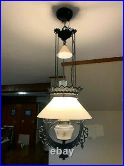 Beautiful Antique Hanging Victorian Cast Iron Horse Lamp