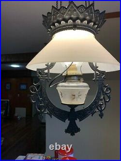 Beautiful Antique Hanging Victorian Cast Iron Horse Lamp