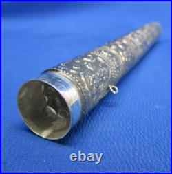 Beautiful Silver Tone 9 Antique Mezuzah Case