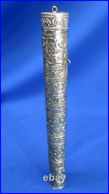 Beautiful Silver Tone 9 Antique Mezuzah Case