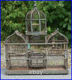 Beautiful Vintage Antique Bird Cage Aviary Wood Wire Victorian